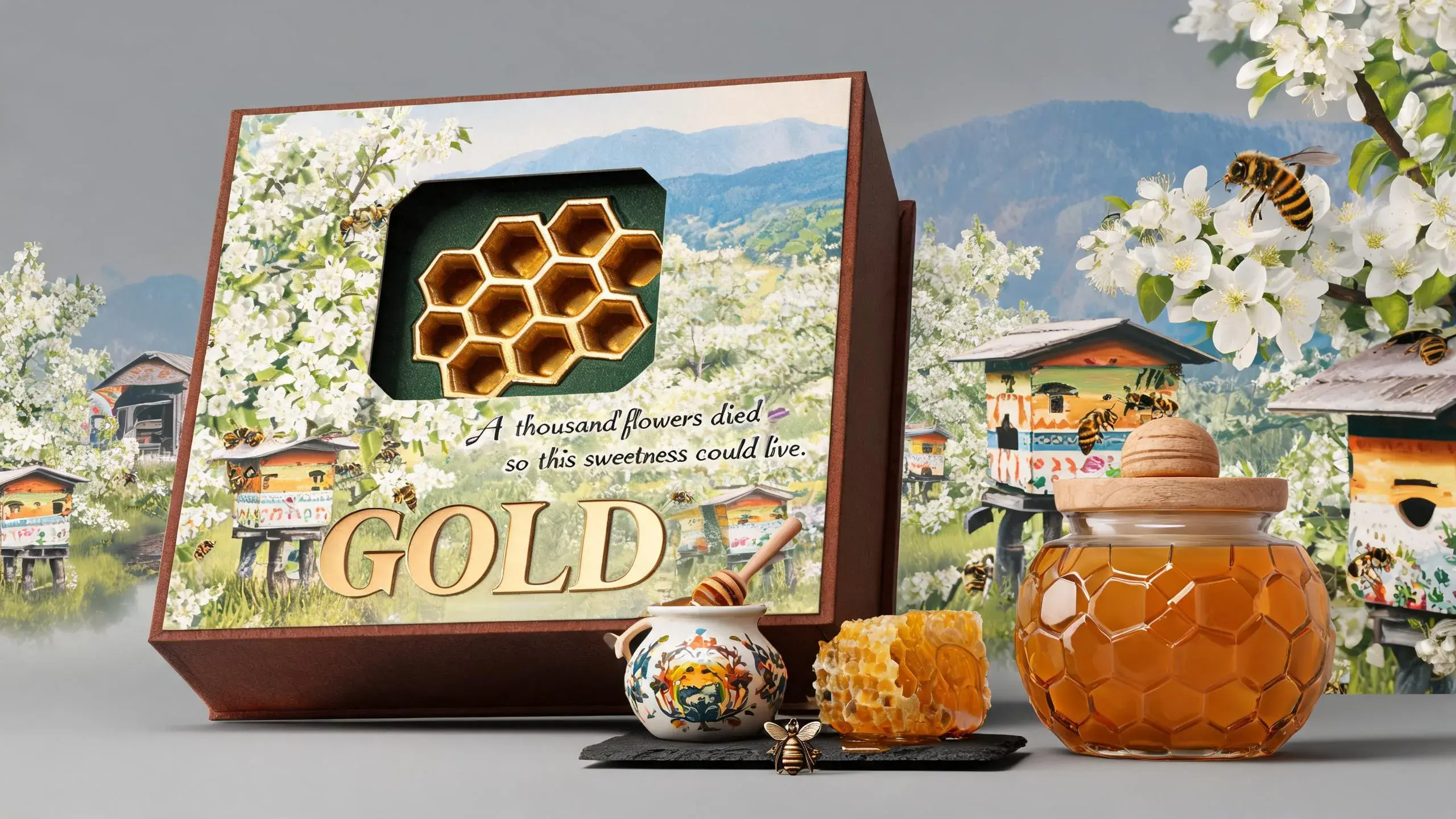HONEY · GOLD Candle Packaging