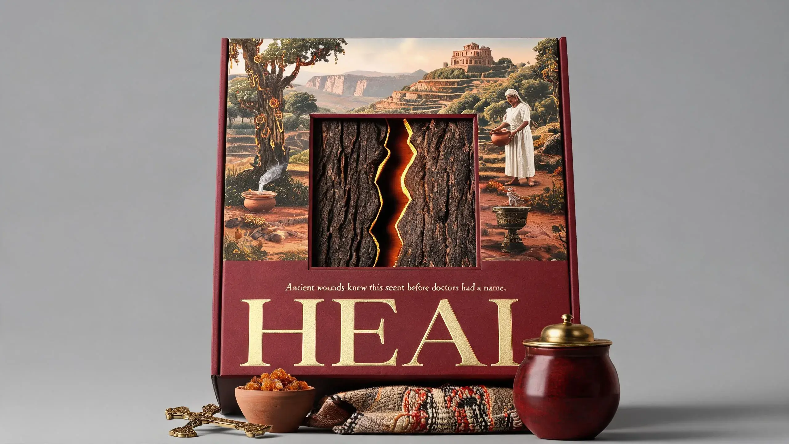 MYRRH · HEAL Candle Packaging