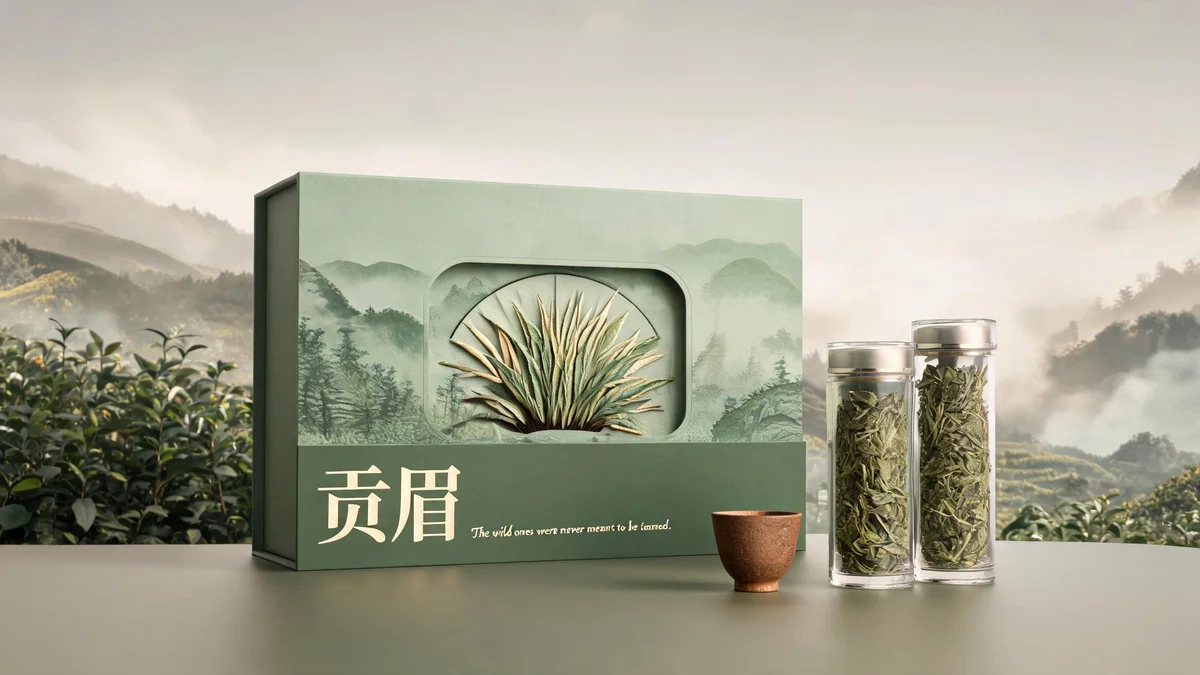 寿眉 Shoumei molded pulp tea packaging — coarse leaf vein emboss